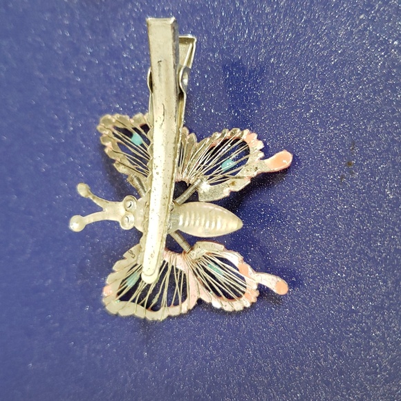 2 Colorful Fluttering Butterfly Hair Clips Vintage 1990s - Picture 3 of 4